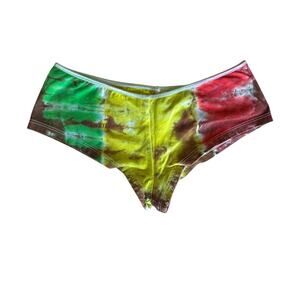 Womens Panties Size Juniors Large Handmade Tie Dye Rasta Colors Underwear NEW